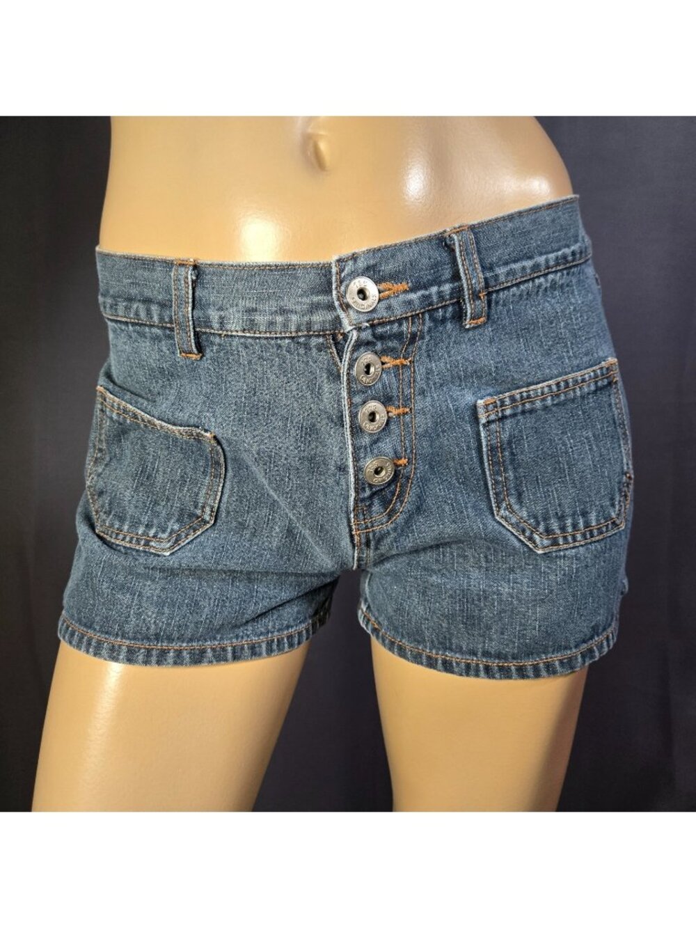 Vintage Y2K Denim Shorts Size XS S 725 Originals Button Fly No Back Pockets